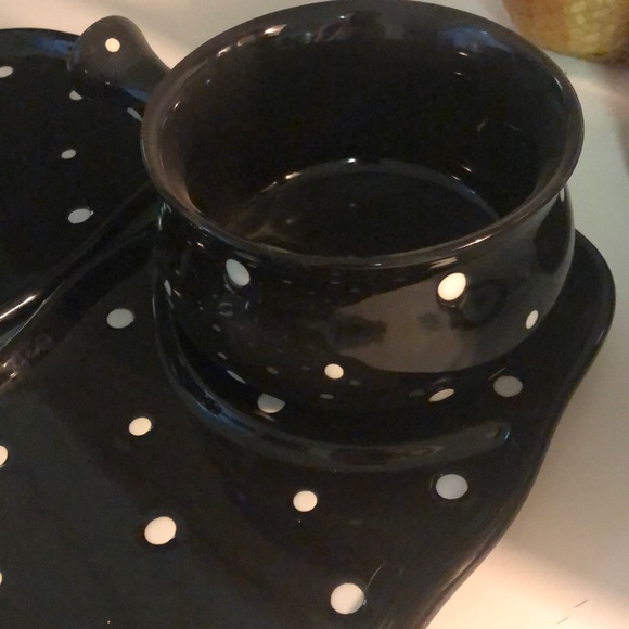 Brand New 2 Black & White Polka Dotted Soup Bowls - Picture 5 of 8